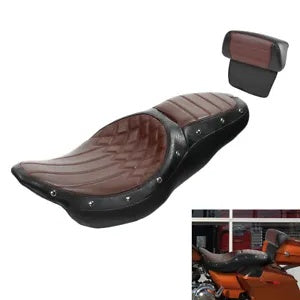 ドライバー ライダー 助手席 + 背もたれパッド ハーレー ツーリング グライド 2014-23 に適合 Driver Rider Passenger Seat + Backrest Pad Fit For Harley Touring Glide 2014-23