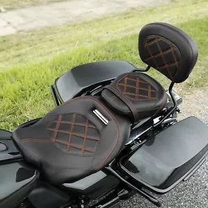 ドライバー ライダー 助手席 + 背もたれパッド ハーレー ツーリング グライド 09-23 米国に適合 Driver Rider Passenger Seat + Backrest Pad Fit For Harley Touring Glide 09-23 US