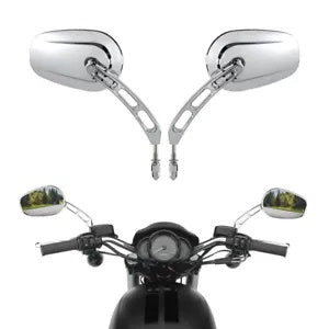 ハーレーツーリングロードキングストリートエレクトラグライド用8mmクロームバックミラー 8mm Chrome Rear View Mirrors For Harley Touring Road King Street Electra Glide