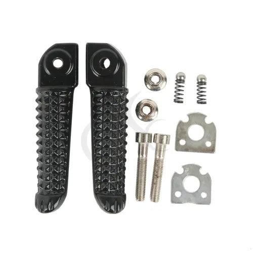 黒フットレストフットペグ乗客ヤマハ YZFR1 1998-2019 YZF R6 03-18 に適合 Black Footrests Foot Pegs Passenger Fit For Yamaha YZFR1 1998-2019 YZF R6 03-18