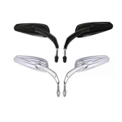 テーパートライバルリアビューミラーハーレーツーリングロードグライドに適合クローム/ブラック Tapered Tribal Rear View Mirrors Fit For Harley Touring Road Glide Chrome/Black