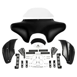 バットウィング フェアリング & フロントガラス ヤマハ V-スター 650 1100 クラシック ビビッドブラックに適合 Batwing Fairing & Windshield Fit For Yamaha V-Star 650 1100 Classic Vivid Black