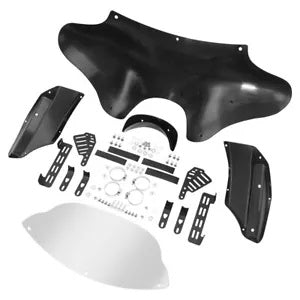 バットウィング フェアリング & フロントガラス ヤマハ V-スター 650 1100 クラシック ビビッドブラックに適合 Batwing Fairing & Windshield Fit For Yamaha V-Star 650 1100 Classic Vivid Black