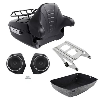 キングパック トランクラック バックレストスピーカー ハーレーツアーパックツーリング 2014-2024 に適合 King Pack Trunk Rack Backrest Speakers Fit For Harley Tour Pak Touring 2014-2024
