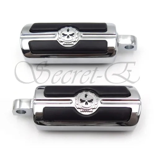 ハーレーダビッドソン ソフテイル ダイナ グライド スポーツスター クローム スカル フットペグ Harley Davidson Softail Dyna Glide Sportster CHROME SKULL FOOT PEGS