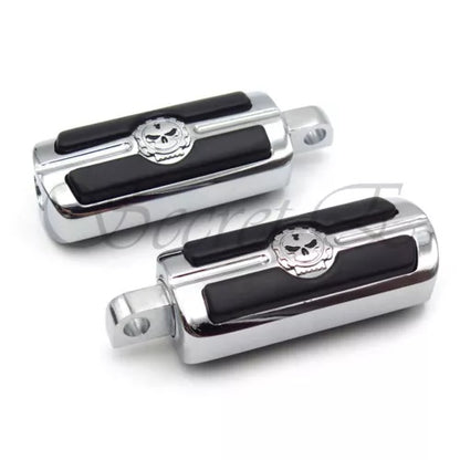 ハーレーダビッドソン ソフテイル ダイナ グライド スポーツスター クローム スカル フットペグ Harley Davidson Softail Dyna Glide Sportster CHROME SKULL FOOT PEGS