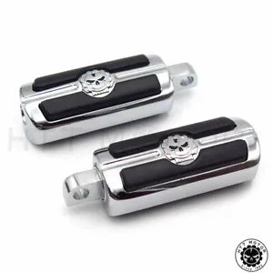 ハーレーダビッドソン ソフテイル ダイナ グライド スポーツスター クローム スカル フットペグ Harley Davidson Softail Dyna Glide Sportster CHROME SKULL FOOT PEGS