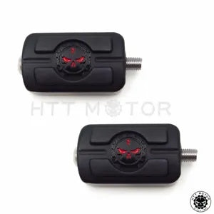 ハーレーフットペグシフターブレーキ用ブラックスカルスタイルトゥヒールシフトペグ2個セット 2 Black Skull Style Toe Heal Shift Peg Set for Harley Footpeg Shifter Brake