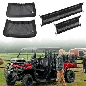 バックレストリアストレージネット + ダッシュストレージカーゴネット Can Am ディフェンダー 2017-2023 Backrest Rear Storage Nets+Dash Storage Cargo Nets For Can Am Defender 2017-2023