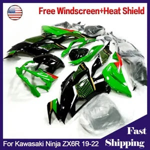 ハニカムフェアリングキット Kawasaki Ninja ZX6R 2019-2023 ZX636 グリーンブラックボディ用 Honeycomb Fairing Kit For Kawasaki Ninja ZX6R 2019-2023 ZX636 Green Black Body