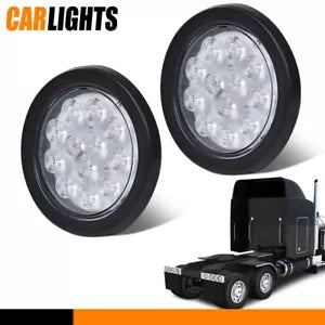 トレーラートラックペア 4 "クリアレンズラウンド 12 LED リバースバックアップテールライト 12V For Trailer Truck Pair 4" Clear Lens Round 12 LED Reverse Backup Tail Lights 12V