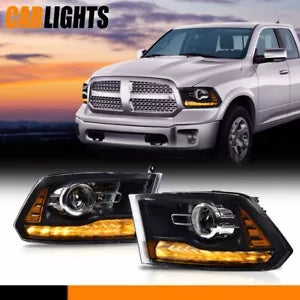 ハロゲン LED DRL ヘッドライト ブラック 13-2018 ダッジラム 1500 2500 3500 に適合 Halogen LED DRL Headlight Black Fit For 13-2018 Dodge Ram 1500 2500 3500