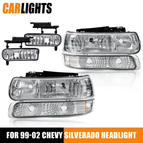 バンパーランプヘッドライト + フォグライト 00-06 サバーバン タホ 99-02 シルバラードに適合 Bumper Lamp Headlights+Fog Lights Fit For 00-06 Suburban Tahoe 99-02 Silverado