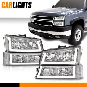 ハロゲン クローム ヘッドライト LED DRL 付き 2003-06 シボレー シルバラード/アバランチに適合 Halogen Chrome Headlights W/ LED DRL Fit For 2003-06 Chevy Silverado/Avalanche