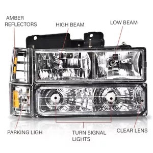 ハイ/ロービームヘッドライト&パーキング&シグナルライト 94-98 GMC C10 C/K Sierraに適合 High/Low Beam Headlights&Parking&Signal Light Fit For 94-98 GMC C10 C/K Sierra