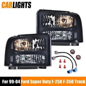 ハロゲンヘッドライト工場スタイル 99-04 フォードスーパーデューティ F-250 F-350 トラックに適合 Halogen Headlights Factory Style Fit For 99-04 Ford Super Duty F-250 F-350 Truck