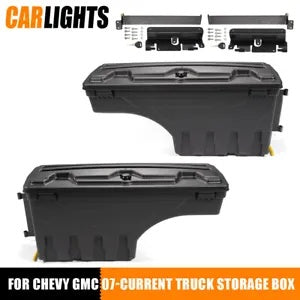 トラック荷台収納ツールボックスペア 2007-19 シボレーシルバラード GMC シエラ 1500 に適合 Truck Bed Storage Tool Box Pair Fit For 2007-19 Chevy Silverado GMC Sierra 1500