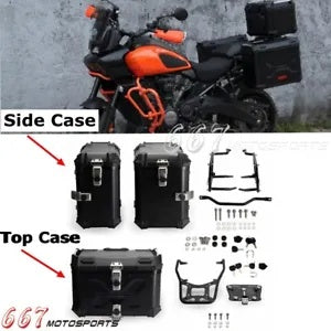 ハーレーパンアメリカ 1250 リアトランクサドルバッグサイドケーストップボックスセットアルミ For Harley Pan America 1250 Rear Trunk Saddlebag Side Case Top Box Set Aluminum