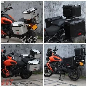 ハーレーパンアメリカ 1250 リアトランクサドルバッグサイドケーストップボックスセットアルミ For Harley Pan America 1250 Rear Trunk Saddlebag Side Case Top Box Set Aluminum