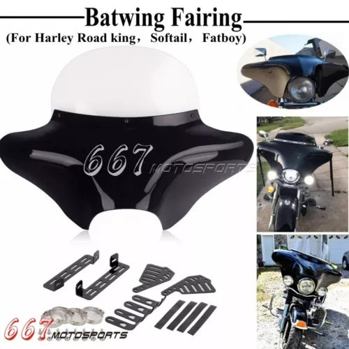 バットウィング フェアリング フロントガラス&マウントキット付き ハーレー ソフテイル ロードキング 1994-2022用 Batwing Fairing w/ Windshield & Mount Kit for Harley Softail Road King 1994-2022