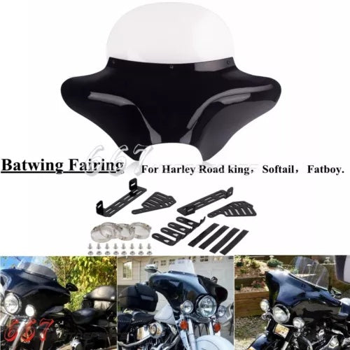 バットウィング フェアリング フロントガラス&マウントキット付き ハーレー ソフテイル ロードキング 1994-2022用 Batwing Fairing w/ Windshield & Mount Kit for Harley Softail Road King 1994-2022