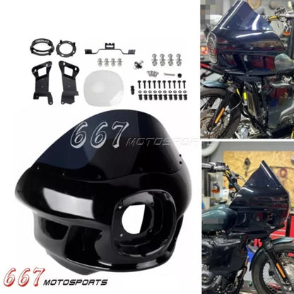 ハーレー ローライダー ST FXLRST FXLRS 2018-2024 ヘッドライトフェアリング & マウントキット用 For Harley Low Rider ST FXLRST FXLRS 2018-2024 Headlight Fairing & Mounts Kit