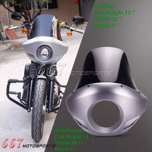 ハーレー スポーツスター ダイナ ソフテイル用トール スポーツ ヘッドライト フェアリング & フロントガラス Tall Sport Headlight Fairing & Windshield For Harley Sportster Dyna Softail