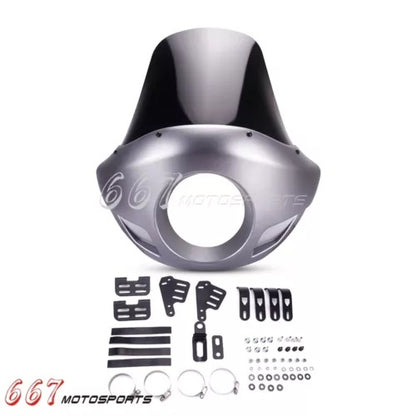 ハーレー スポーツスター ダイナ ソフテイル用トール スポーツ ヘッドライト フェアリング & フロントガラス Tall Sport Headlight Fairing & Windshield For Harley Sportster Dyna Softail