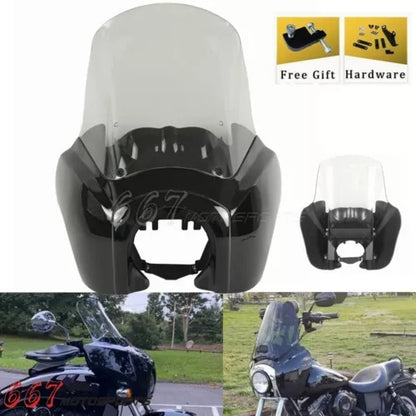 ハーレーダイナストリートボブFXDBワイドスーパーグライドフロントフェアリングフロントガラスキット用 For Harley Dyna Street Bob FXDB Wide Super Glide Front Fairing Windshield Kit