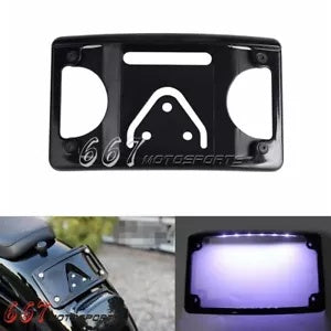 ハーレー スポーツスター ダイナ ソフテイル ローライダー S 用ナンバープレートホルダー & LED フレーム License Plate Holder & LED Frame For Harley Sportster Dyna Softail Low Rider S