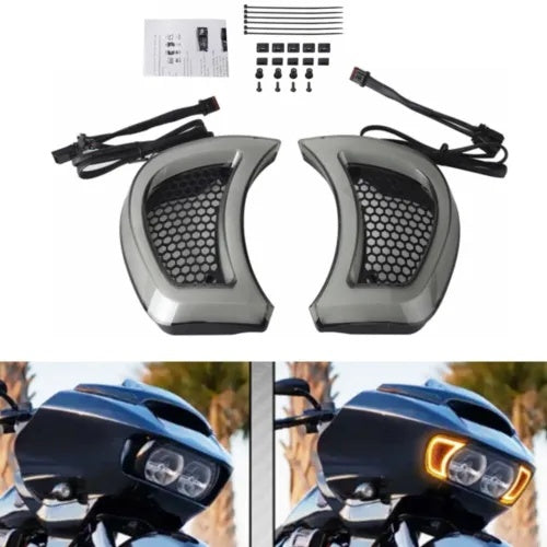 ハーレーロードグライド 2015-2023 ヘッドライトベントアクセントターンシグナルランニングライト For Harley Road Glide 2015-2023 Headlight Vent Accents Turn Signal Running Light