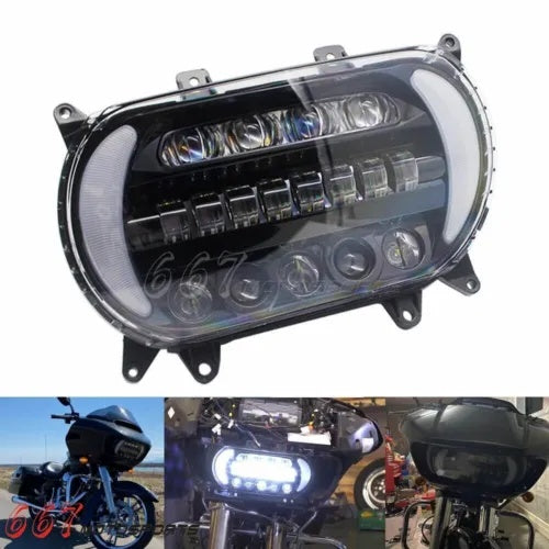 ハーレーロードグライド 2015-2022 LED ヘッドライトキット DRL & ターンシグナルライト付き For Harley Road Glide 2015-2022 LED Headlight Kit w/ DRL & Turn Signal Lights