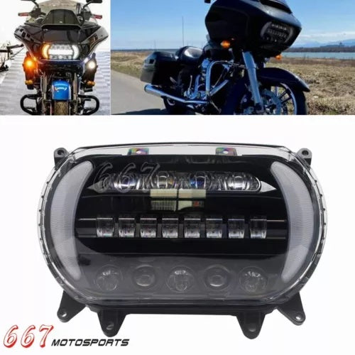 ハーレーロードグライド 2015-2022 LED ヘッドライトキット DRL & ターンシグナルライト付き For Harley Road Glide 2015-2022 LED Headlight Kit w/ DRL & Turn Signal Lights