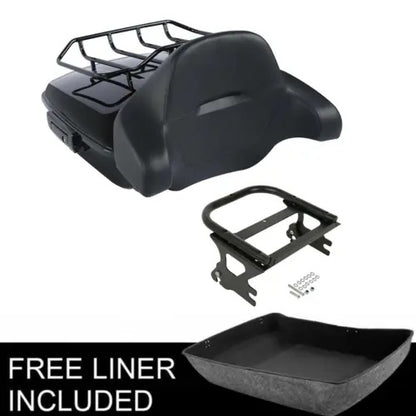 fsmotouk Chopped Pack Trunk Pad & Mount Rack Fit For Harley Touring 1997-2008