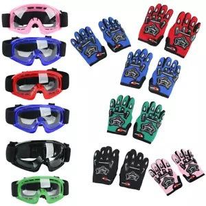 fsmotouk DOT Youth Kids ATV Full Face Helmet Motorcycle Goggles Gloves Size S/M/L/XL US