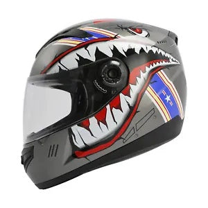 fsmotouk Gray Youth Kid Helmet Child DOT ATV UTV Off Road Shark Marine S/M/L/XXL