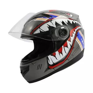 fsmotouk Gray Youth Kid Helmet Child DOT ATV UTV Off Road Shark Marine S/M/L/XXL