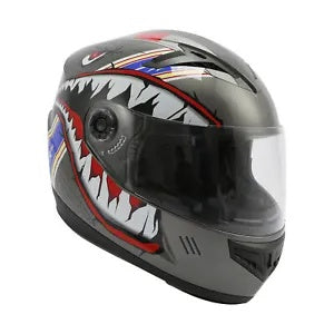 fsmotouk Gray Youth Kid Helmet Child DOT ATV UTV Off Road Shark Marine S/M/L/XXL