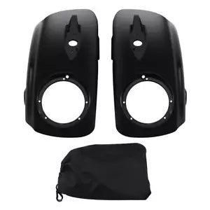 fsmotouk Gloss Black Saddlebag Lids & 6.5'' Audio Cutouts Fit For Indian Roadmaster 15-23