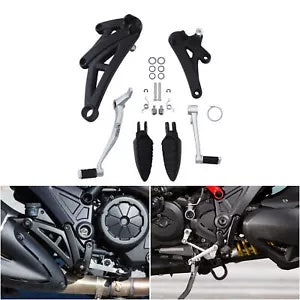 fsmotouk Matte Front Driver Foot Pegs Bracket Lever Pedal Fit For Ducati Diavel 2012-2017