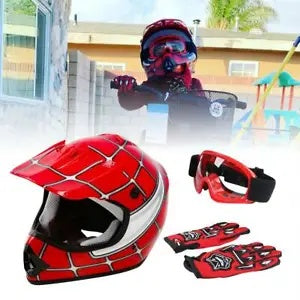 fsmotouk DOT Kids Motocross Helmet Dirt Bike Offroad Snowmobile ATV UTV Goggles Gloves