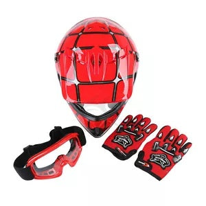 fsmotouk DOT Kids Motocross Helmet Dirt Bike Offroad Snowmobile ATV UTV Goggles Gloves