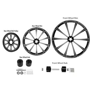 fsmotouk 30'' Front & 18'' Rear Wheel Rim Dual Hub Pulley Fit For Harley Touring 09-24 US