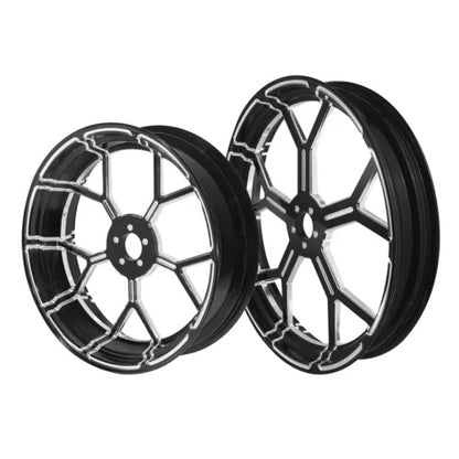 fsmotouk 21'' Front & 18'' Rear Wheel Rim Disc Hubs & Pulley Fit For Harley Touring 09-24