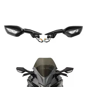 fsmotouk Rearview Mirrors LED Turn Signals Fit For Kawasaki Ninja H2 2015-2022