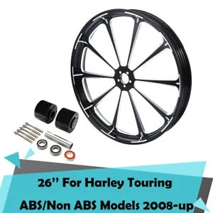 fsmotouk CNC 26'' Wheel Rim Dual Disc Wheel Hubs Fit For Harley Touring ABS 2008-2023