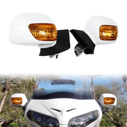 fsmotouk Pearl White Rear View Mirrors Fit For Honda Goldwing 1800 GL1800 2001-2017