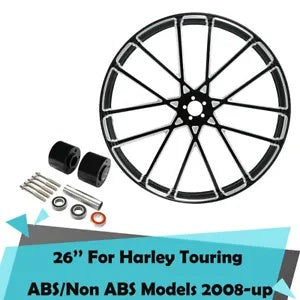 fsmotouk 26" Front Wheel Rim Dual Disc Hubs Fits For Harley Touring ABS Model 2008-2023