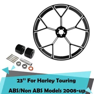 fsmotouk 23'' Front Wheel Rim Dual Disc Wheel Hubs Fit For Harley Touring 2008-2023 ABS