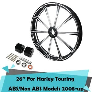 fsmotouk 26'' Front Wheel Rim Hubs Dual Disc Fits For Harley Touring 2008-2023 ABS Models